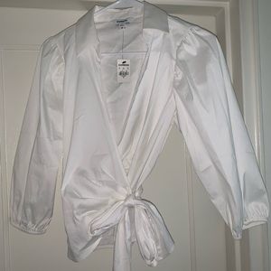 NWT Express white collared wrap blouse